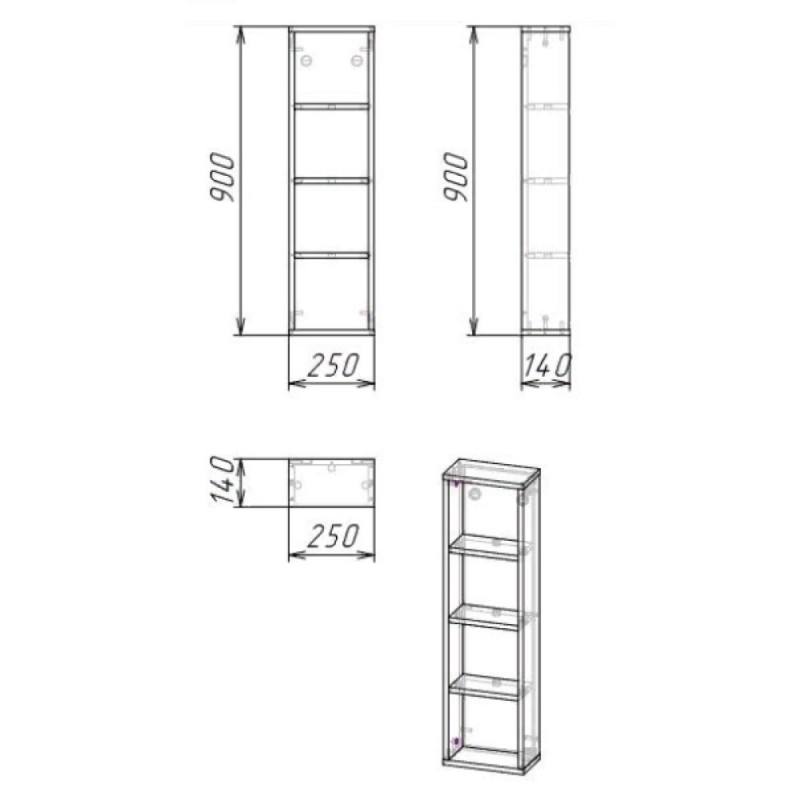Полка Grossman Бруно 402501-25, веллингтон/бетон