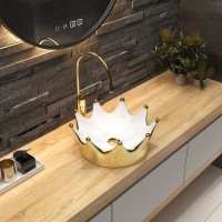 Раковина-чаша Bronze de Luxe Queen Дизайнерские 4042WG раковины, 40 см, керамика, цвет белый/золото