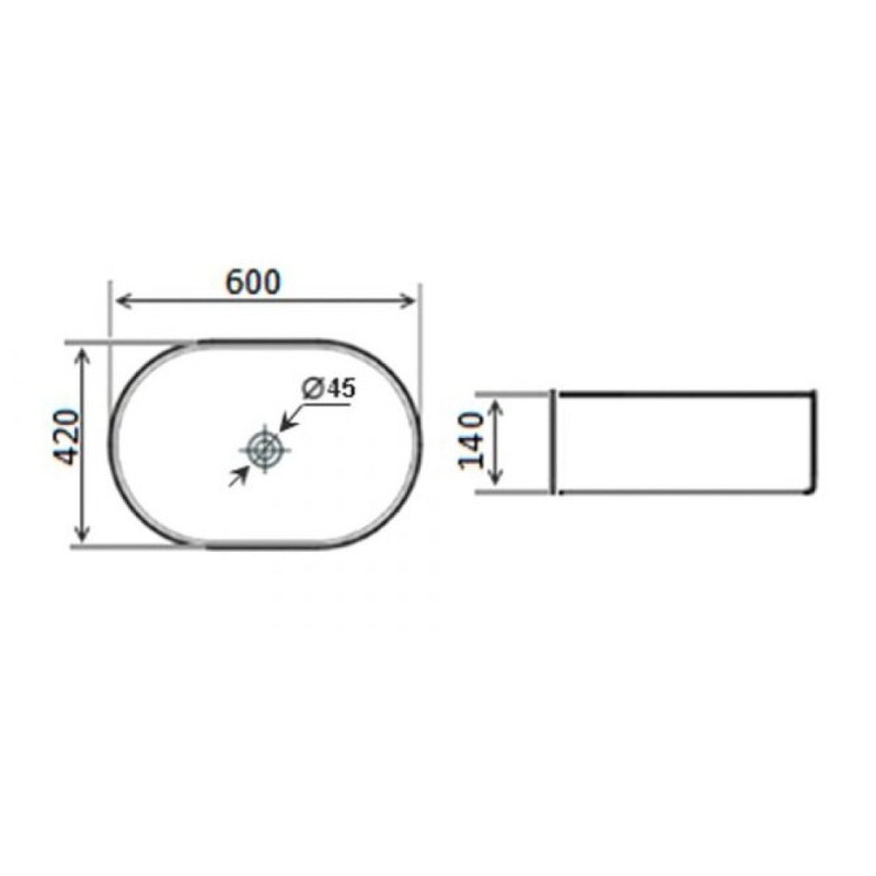 Раковина Timo Kulo ТК-405 MW 59 x 40.5 x 14.5 см накладная, овальная, белый матовый