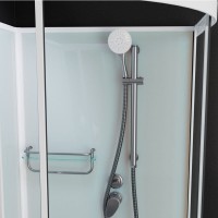 Душевая кабина Frank F408 White б/к, 80 х 80 см, без крыши, низкий поддон, стекла прозрачные, профиль белый, 4080808
