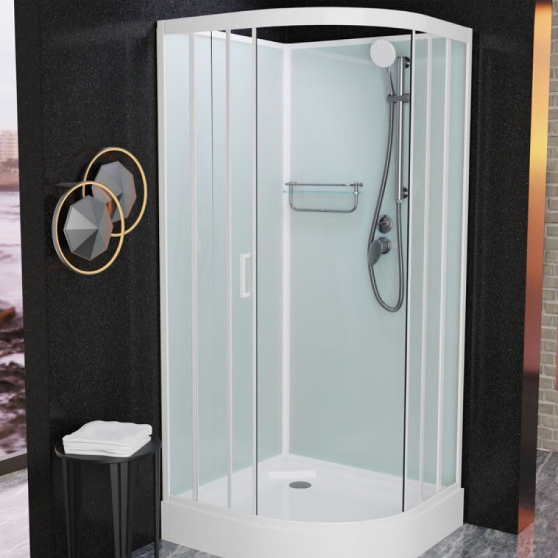 Душевая кабина Frank F409 White без крыши, 90 x 90 см, низкий поддон, стекла прозрачные, профиль белый, 4090909