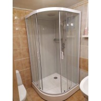 Душевая кабина Frank F410 White, 110 х 110 см, низкий поддон, стекла прозрачные, профиль белый, 410410