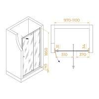 Душевая дверь RGW PA-02B NEW, 100 х 185 см, стекло прозрачное, профиль черный, 41080200-14