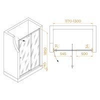 Душевая дверь RGW PA-02 NEW, 120 х 185 см, стекло прозрачное, профиль хром, 41080212-11
