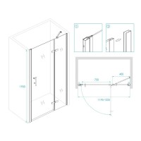 Душевая дверь RGW Passage PA-07B, 120 см, стекло прозрачное с рисунком, профиль черный, правая, 41080712-84R