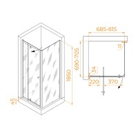 Душевой уголок RGW Passage PA-32 NEW (PA-02 NEW + Z-050-1) 41083277-011, 70 х 70 см, стекло прозрачное, профиль хром