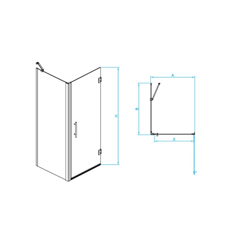 Душевой уголок RGW Passage PA-36-B (PA-06B+Z-050-2B+держ) 41083688-014, 80 х 80 см, стекло прозрачное, профиль черный