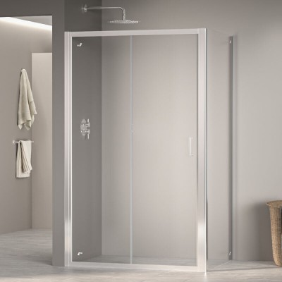 Душевой уголок RGW Passage PA-74 (PA-14 + Z-050-2) 410874141-11, 140 х 110 см, стекло прозрачное, профиль хром