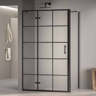 Душевой уголок RGW Passage PA-77-1B L (PA-07B L+Z-060-2B+держ) 410877128-084L, 120 х 80 см, стекло прозрачное с принтом, профиль черный