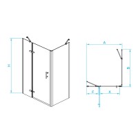 Душевой уголок RGW Passage PA-77-1B L (PA-07B L+Z-060-2B+держ) 410877128-084L, 120 х 80 см, стекло прозрачное с принтом, профиль черный