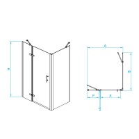 Душевой уголок RGW Passage PA-77-B (PA-07B+Z-050-2B+держ), 120 х 120 см, стекло прозрачное с рисунком, профиль черный, 41087722-084L