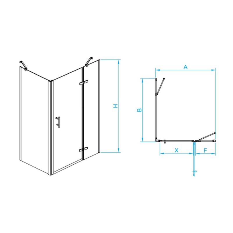 Душевой уголок RGW Passage PA-77-B R (PA-07B R+Z-050-2B+держ) 41087727-084R, 120 х 70 см, стекло прозрачное с принтом, профиль черный