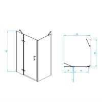 Душевой уголок RGW Passage PA-77-B L (PA-07B L+Z-050-2B+держ) 41087728-084L, 120 х 80 см, стекло прозрачное с принтом, профиль черный