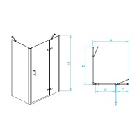 Душевой уголок RGW Passage PA-77-B (PA-07B+Z-050-2B+держ), 120 х 80 см, стекло прозрачное с рисунком, профиль черный, 41087728-084R