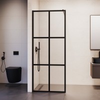 Душевая стенка RGW WA-111 B, 411011106-84, 60 см, стекло прозрачное черный принт, профиль черный