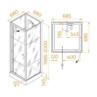 Душевая кабина RGW AN-207, 70 x 70 см, профиль белый, 411320777-95