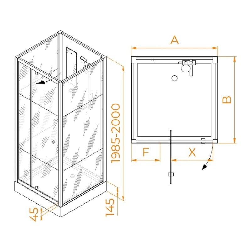 Душевая кабина RGW AN-207, 90 x 90 см, профиль белый, 411320799-95