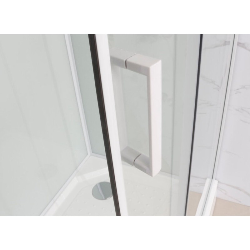 Душевая кабина Frank F411L/R White, 110 х 80 см, низкий поддон, стекла прозрачные, профиль белый, 411411/411114