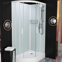 Душевая кабина Frank F412R White без крыши, 120 x 80 см, низкий поддон, стекла прозрачные, профиль белый, 412014