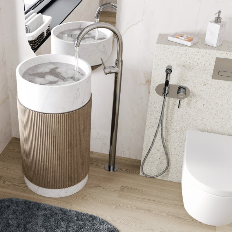 Смеситель для раковины/для ванны WasserKRAFT Main, напольный, хром, 4153