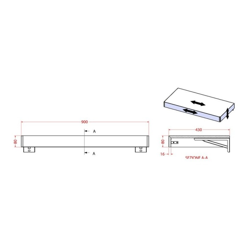 Консоль Cezares Tavolone 41785, 90 см, подвесная, bianco opaco