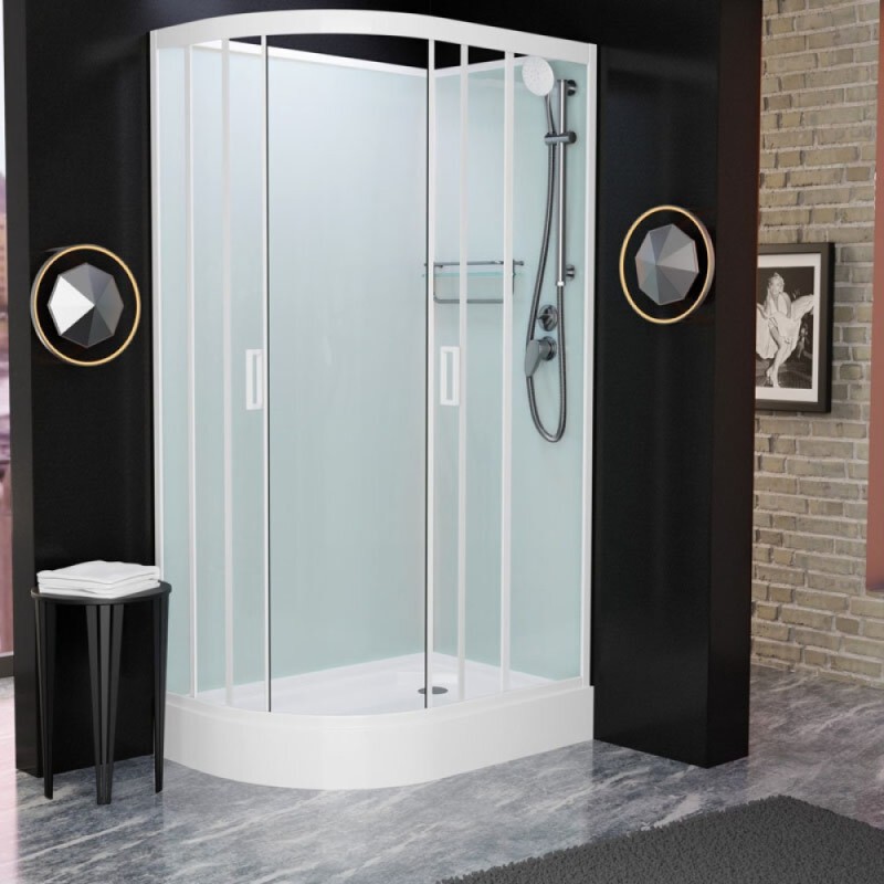 Душевая кабина Frank F418L White без крыши, 100 x 80 см, низкий поддон, стекла прозрачные, профиль белый, 418018