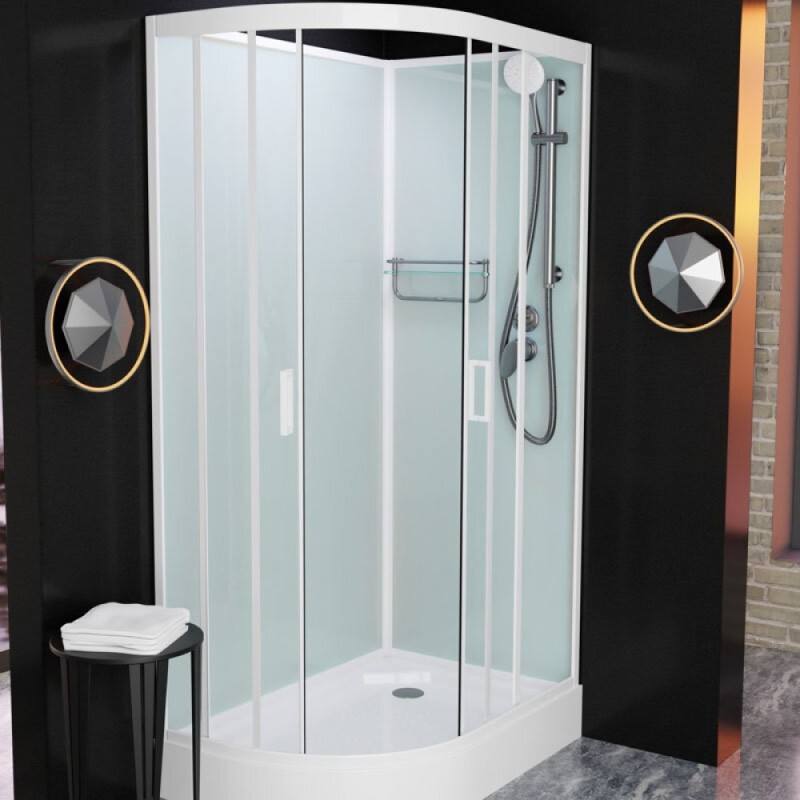 Душевая кабина Frank F418R White без крыши, 100 x 80 см, низкий поддон, стекла прозрачные, профиль белый, 418019