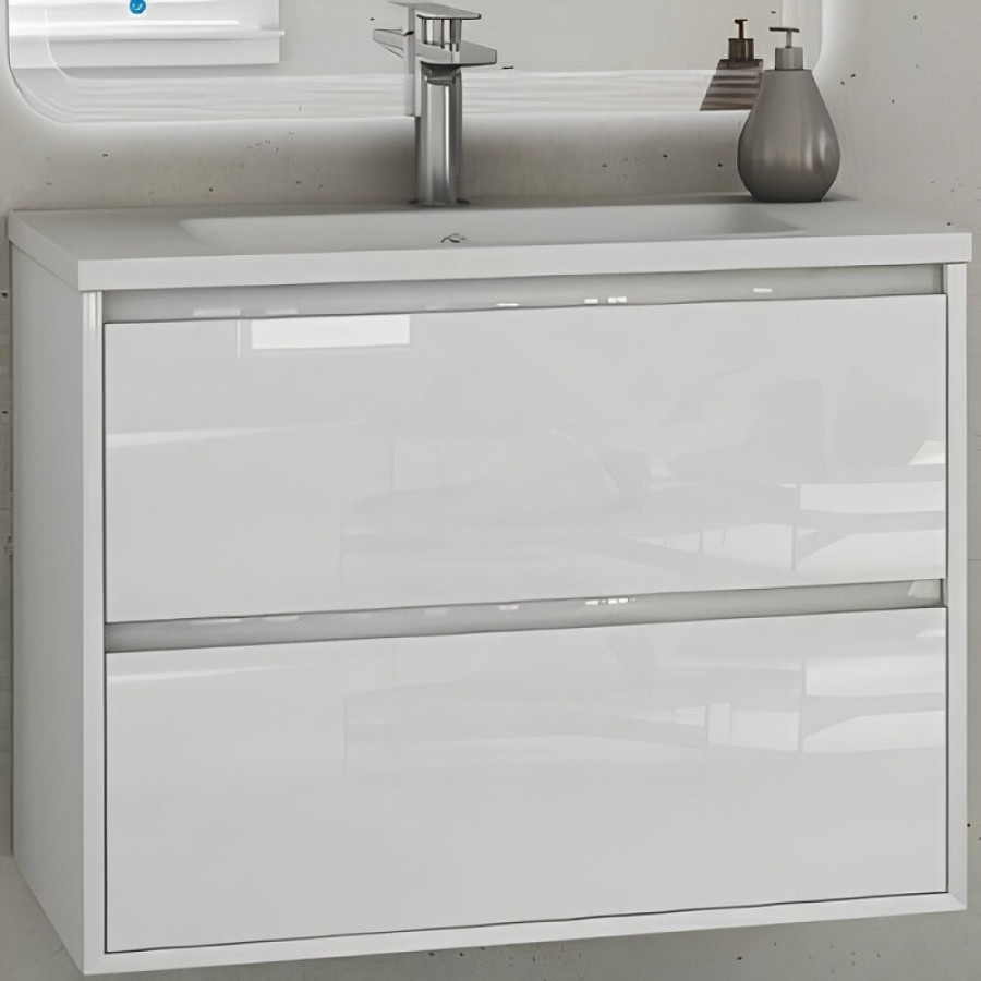 Тумба под раковину Cezares Glass 41803, 100 см, подвесная, белый
