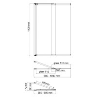 Стеклянная шторка на ванну WasserKraft 41S02-100WS Fixed