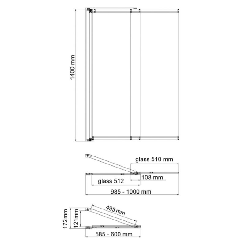 Стеклянная шторка на ванну WasserKraft 41S02-100WS Fixed