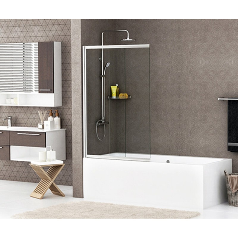 Стеклянная шторка на ванну WasserKraft 41S02-80WS, раздвижная, распашная, двустворчатая с покрытием WasserSchutz