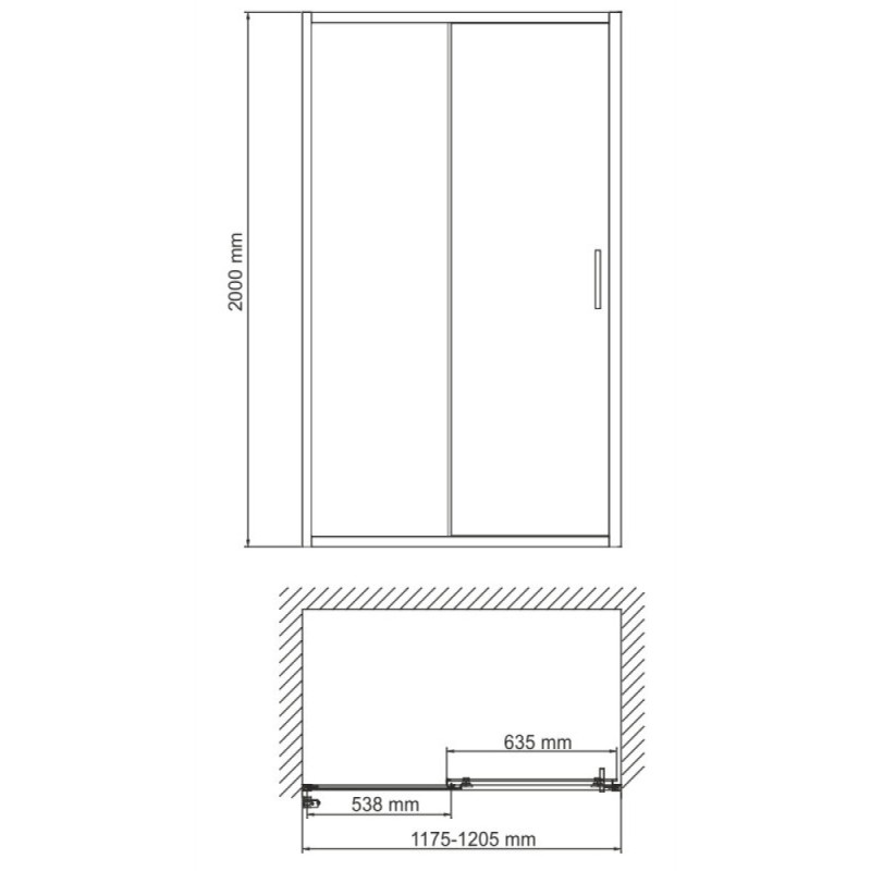 Душевая дверь WasserKRAFT 41S05 120 x 200 см, универсальная, стекло прозрачное