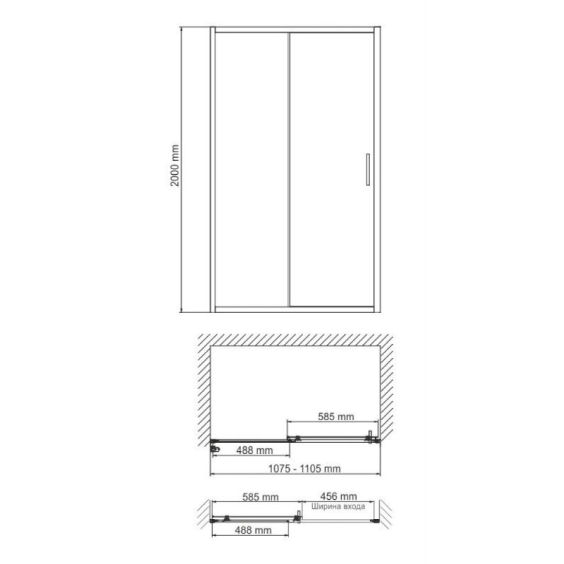 Душевая дверь WasserKRAFT 41S13 110 x 200 см, стекло прозрачное, профиль серебристый