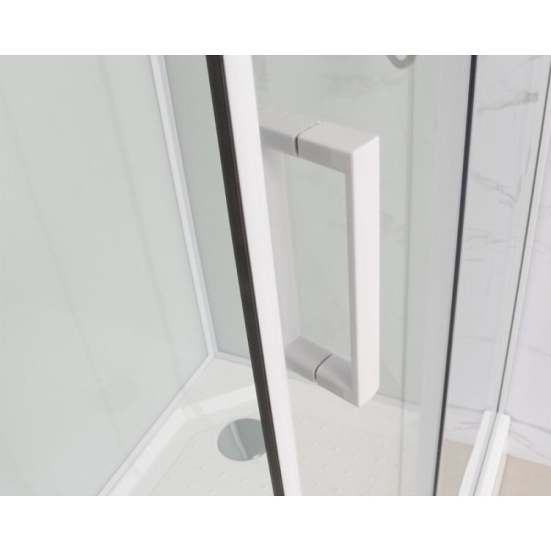 Душевая кабина Frank F420 White без крыши, 120 x 120 см, низкий поддон, стекла прозрачные, профиль белый, 420020