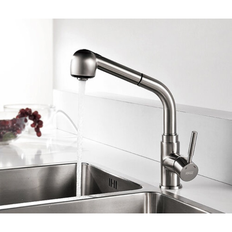 Смеситель WasserKRAFT WERN 4266 для кухни с выдвижным изливом, матовый хром