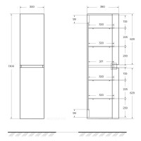 Пенал Cezares Vague 44323, 30 см, подвесной, antracite