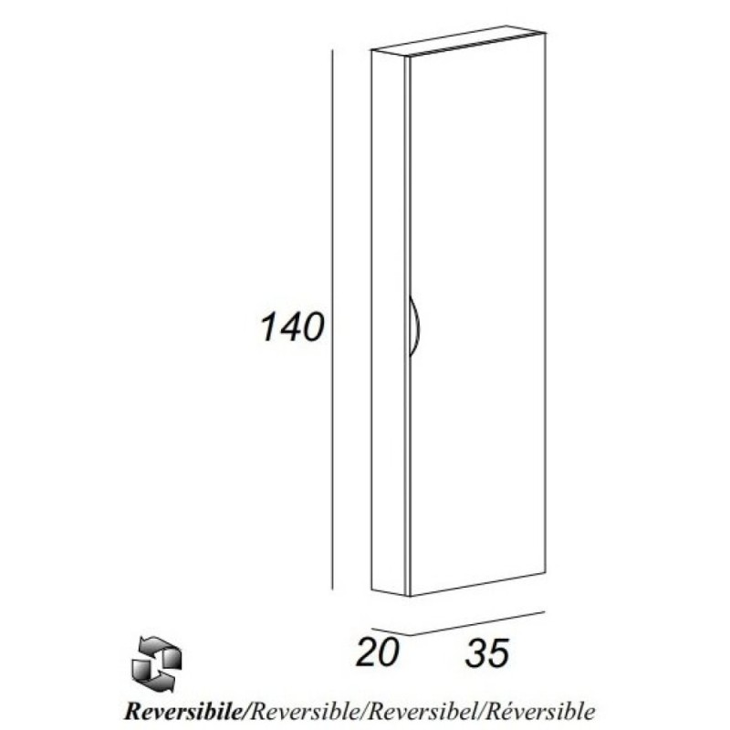 Пенал Cezares 44597, 35 см, подвесной, серый