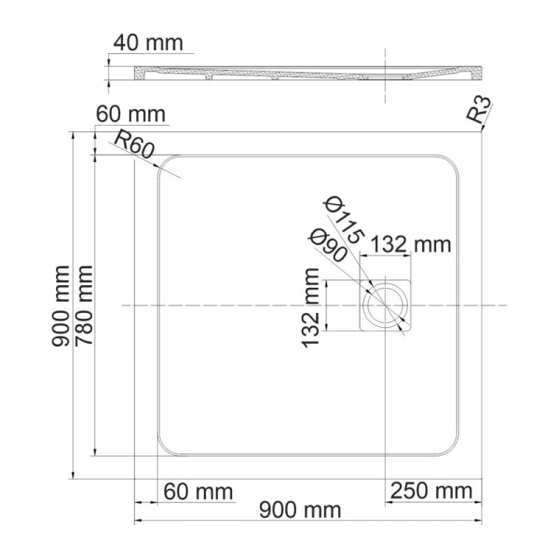 Душевой поддон WasserKRAFT Rhin 44T 44T03, 90 х 90 см, белый, текстура - мрамор
