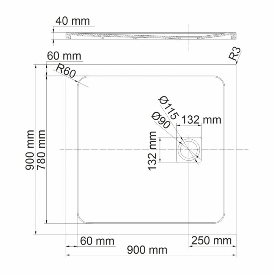 Душевой поддон WasserKRAFT Rhin 44T 44T03, 90 х 90 см, белый, текстура - мрамор