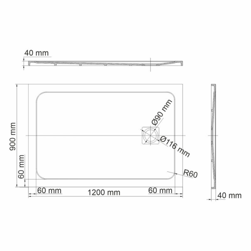 Душевой поддон WasserKRAFT Rhin 44T 44T07, 120 х 90 см, белый, текстура - мрамор