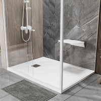 Душевой поддон WasserKRAFT Rhin 44T 44T10, 120 х 100 см, белый, текстура - мрамор