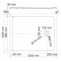 Душевой поддон WasserKRAFT Rhin 44T 44T10, 120 х 100 см, белый, текстура - мрамор
