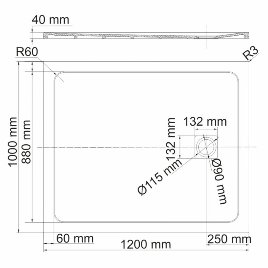 Душевой поддон WasserKRAFT Rhin 44T 44T10, 120 х 100 см, белый, текстура - мрамор