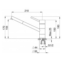 Комплект кухонная мойка Granula + смеситель Granula, 4501U+0010, Черный
