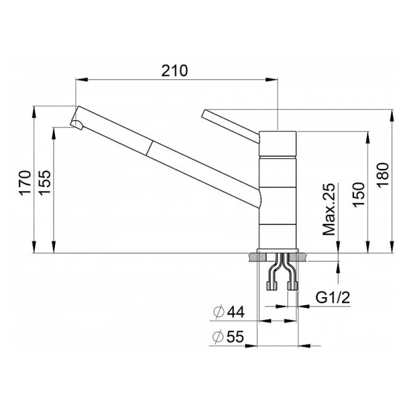 Комплект кухонная мойка Granula + смеситель Granula, 4501U+0010, Алюминиум