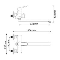 Смеситель WasserKRAFT Lippe 4502L для ванны и душа, с длинным изливом, с душевым гарнитуром, хром