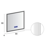 Зеркало Cezares с LED подстветкой, сенсорным выключателем, системой антизапотевания, радио и датчиком температуры, 90 x 90 см, белое, 45063