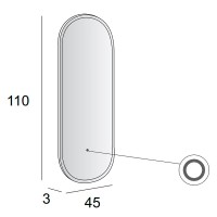 Зеркало BelBagno 45095, 45 см, с подсветкой, белый