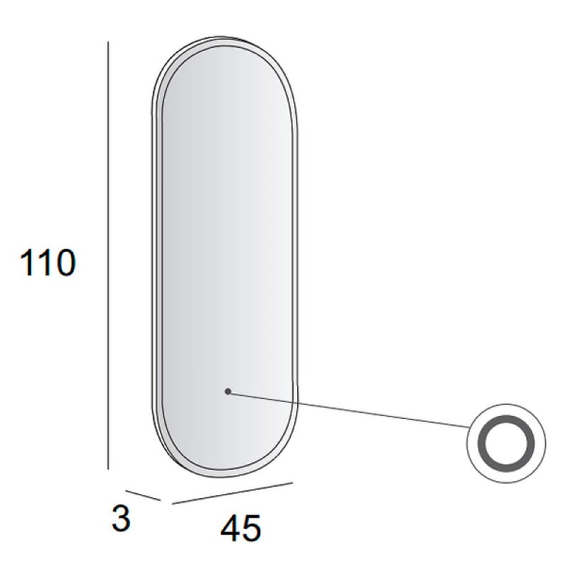 Зеркало BelBagno 45095, 45 см, с подсветкой, белый