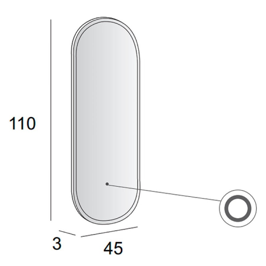Зеркало BelBagno 45095, 45 см, с подсветкой, белый